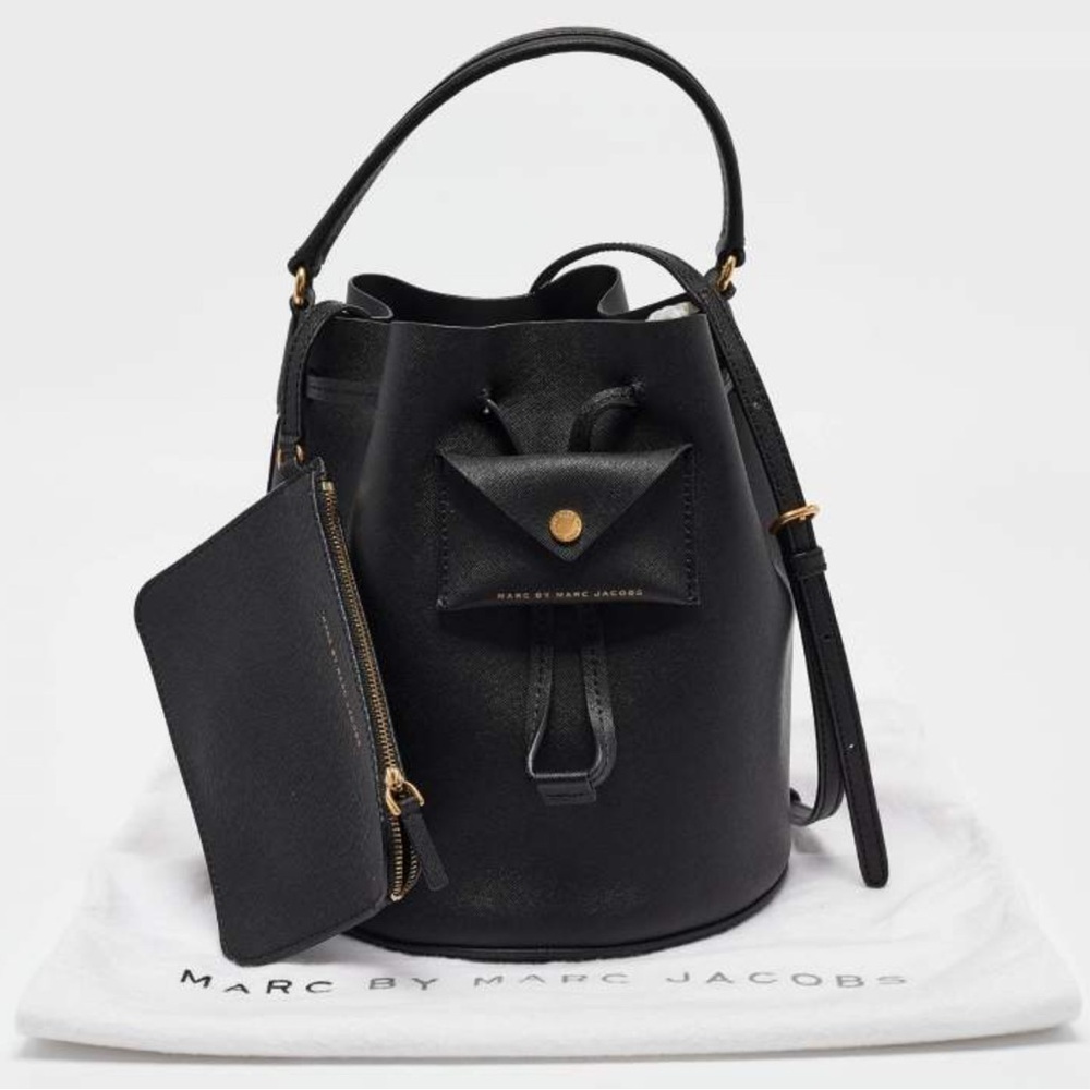 NWT Marc by Marc Jacobs Black Saffiano Leather Bucket Bag